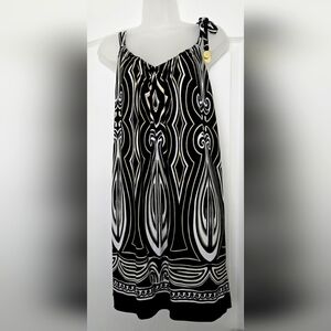 White House Black Market Geometric Print Tie Shoulder Dress Size Medium
